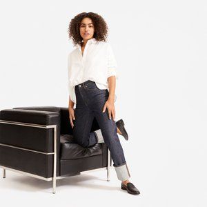 NWT EVERLANE SUPER STRAIGHT CUFFED DARK INDIGO JEANS SIZE 25